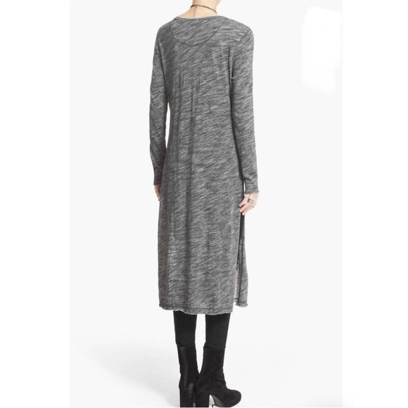 Free People To the Max Long Knit Tunic side slit dress small grey - Picture 2 of 7